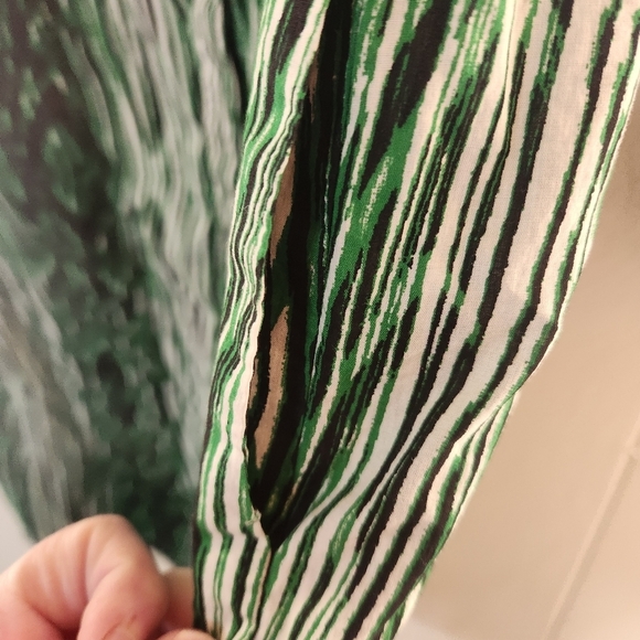 Derek Lam Design Nation Green black cotton Button down Shirt Dress Size Medium - Picture 9 of 16